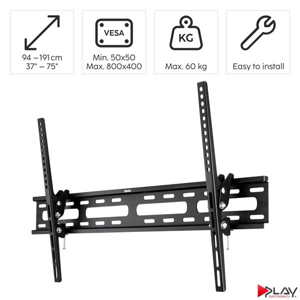 HAMA 220816 držiak TV 75" naklápací 3*, čierny