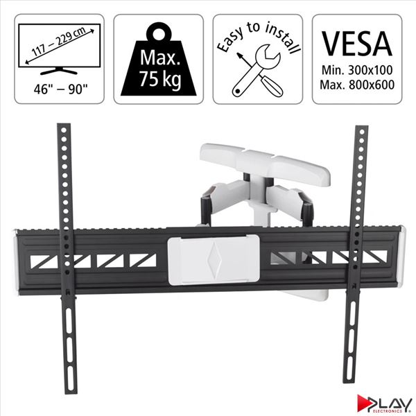 HAMA 220838 držiak TV 90" pohyblivý, dvojité ramená 5*, čierna/biela