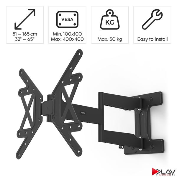 HAMA 220853 držiak TV 65" pohyblivý 5*, čierny