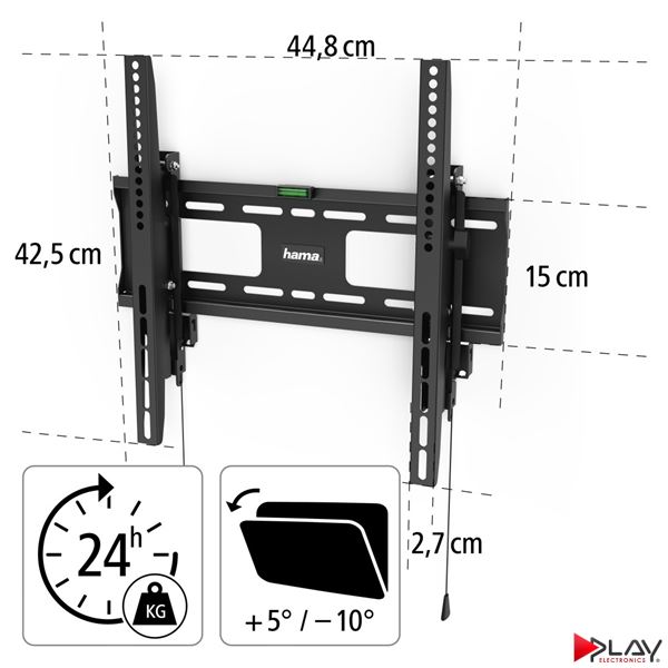 HAMA 220859 držiak TV 65" naklápací 3*, čierny