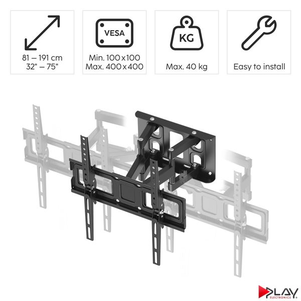 HAMA 220897 držiak TV 65" pohyblivý, dvojité ramená 1*, čierny
