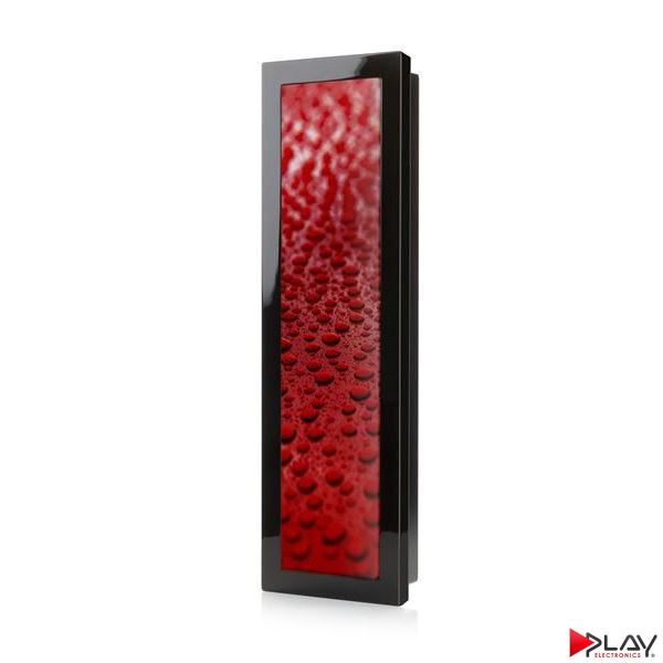 Monitor audio SF2 Grille Red Drops left